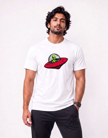 Alien UFO Graphic T-Shirt – White