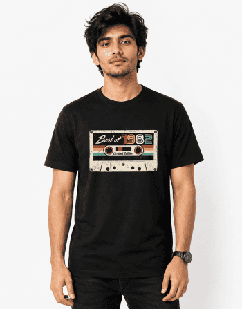 Best of 1982 Cassette Graphic T-Shirt for Men – Black