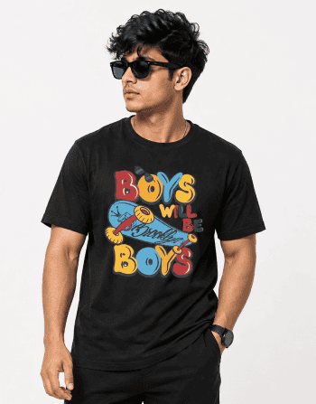 Boys Will Be Boys Skateboard Graphic T-Shirt – Black