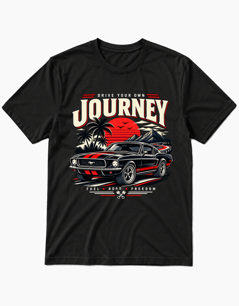 drive-your-own-journey-mustang-graphic-t-shirt-model
