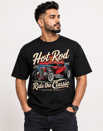 Hot Rod Ride The Classic Graphic T-Shirt for Men – Black