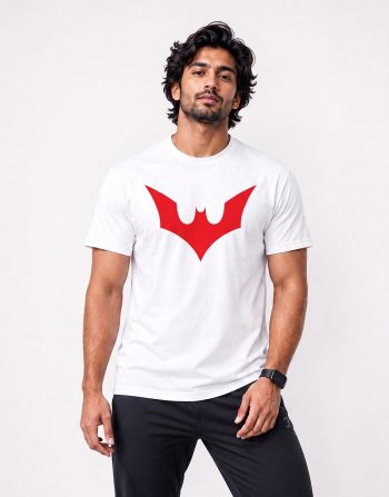 Red Bat Symbol Graphic T-Shirt – White