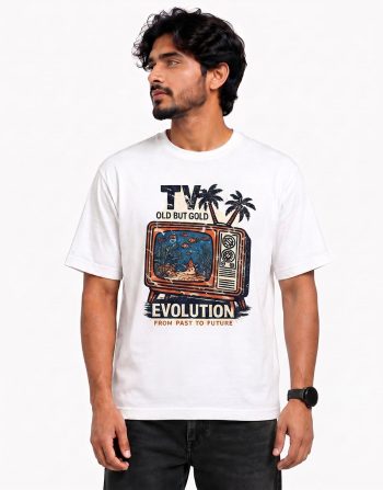TV Old But Gold Evolution Graphic T-Shirt for Men – White